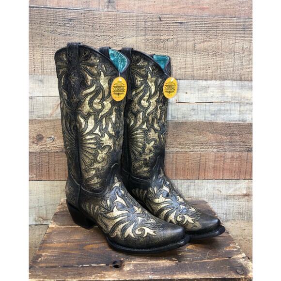 Corral Boots Gold Inlay Embroidery Western Boots CC3814 Multicolor Size 7 M - Picture 1 of 14